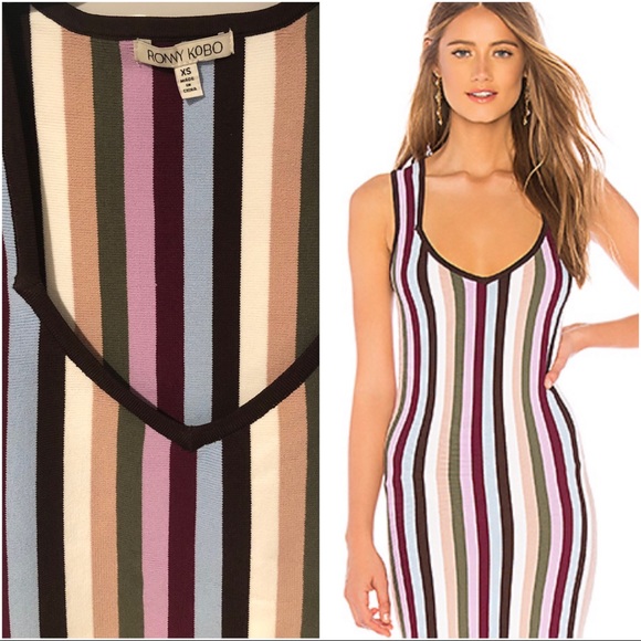 NWT: Ronny Kobo: Arielle Striped Dress Sz XS - Picture 6 of 6